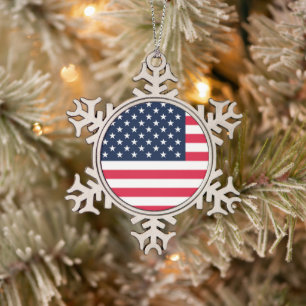 50-Sterne-Amerikanische Flagge: Old Glory Sterne u Schneeflocken Zinn-Ornament