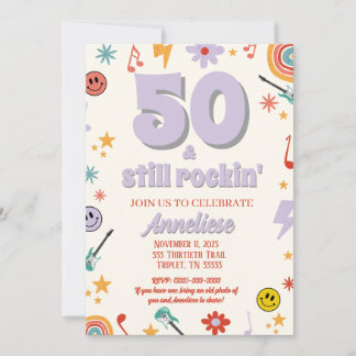 50 & Still Rockin’ Retro Music Themed Geburtstag Einladung