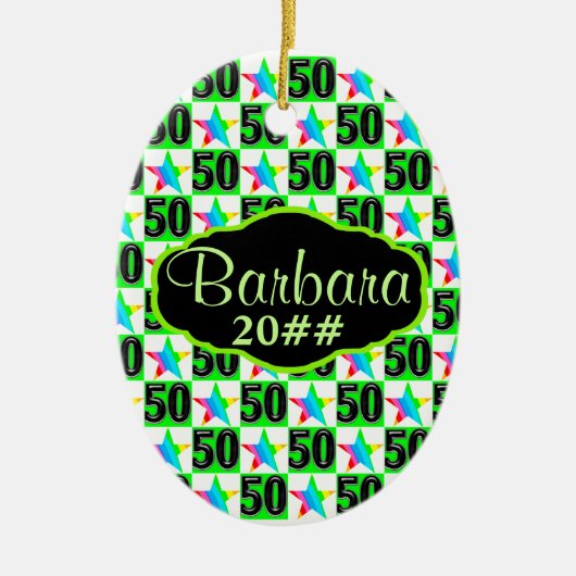 50. SUPER STAR PERSONALISIERT UND GESTRICHEN ORNAM KERAMIKORNAMENT (Vorne)