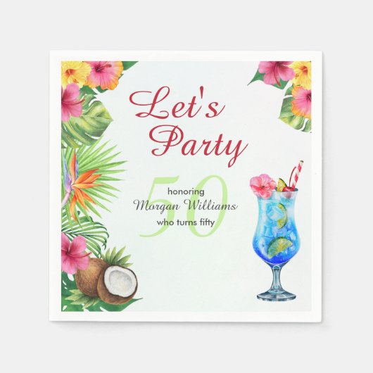 50. Tag Tropisches Sommerfest & Cocktail Party Serviette (Vorderseite)