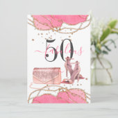 50 Tanzschuhe aus Pink Agate Gold Glitzer Einladung (Stehend Vorderseite)