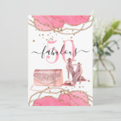 50 Tanzschuhe aus Pink Agate Gold Glitzer Einladung (Stehend Vorderseite)