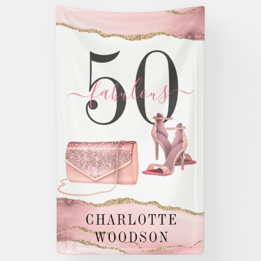 50 Tanzschuhe der Rose Gold Glitzer Agate Banner (Vertikal)