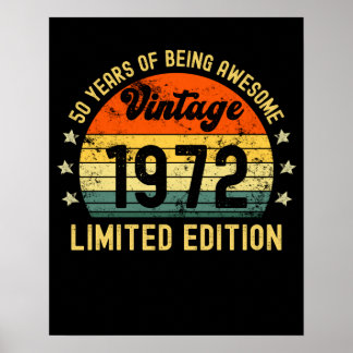 50 th birthday ohrfeigt vintage 1972 limited editi poster