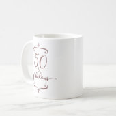 "50 u. fabelhafter" Rosen-GoldGlitzer-50. Kaffeetasse (Vorderseite Links)