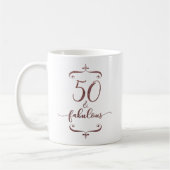 "50 u. fabelhafter" Rosen-GoldGlitzer-50. Kaffeetasse (Links)