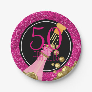 50 u. fabelhaftes Champagne-Rosa-50. Pappteller