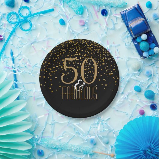 50 u. fabelhaftes elegantes 50. Gold des Pappteller (Party)