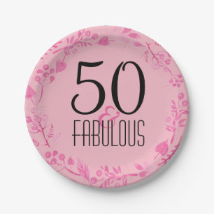 50 u. fabelhaftes Rosa-50. Geburtstag des Pappteller