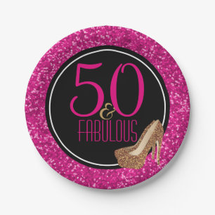 50 u. fabelhaftes   schwarzes Rosa-50. Pappteller