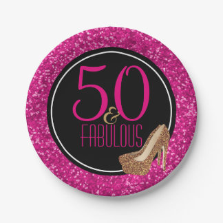 50 u. fabelhaftes | schwarzes Rosa-50. Pappteller