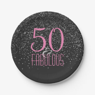 50 u. fabelhaftes silbernes Rosa-50. Geburtstag Pappteller