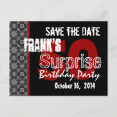 50. Überraschendes Party Silver Black und Red Einladungspostkarte (Vorderseite)