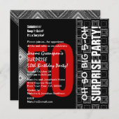 50. Überraschung Diagonal Black and Red V03 Einladung (Vorne/Hinten)