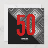 50. Überraschung Diagonal Black and Red V03 Einladung (Rückseite)