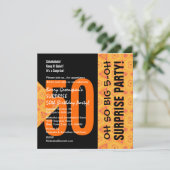 50. Überraschung Diagonal Orange und Black V04 Einladung (Stehend Vorderseite)