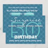 50. ÜBERRASCHUNG Geburtsdatum Pulver Blauer Kreis  Einladung (Vorne/Hinten)