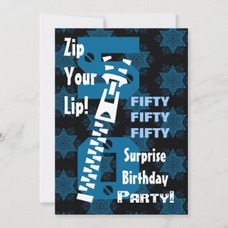 50. ÜBERRASCHUNG Geburtstag Blue Stars Zipper W168 Einladung