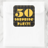 50. Überraschung Geburtstag Gefallen Schwarzes Gol Quadratischer Aufkleber (Tasche)