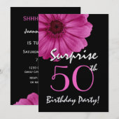 50. Überraschung Geburtstag Gerbera Daisy Metallic Einladung (Vorne/Hinten)