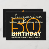 50. ÜBERRASCHUNG Geburtstag Gold Black Crown Star Einladung (Vorne/Hinten)