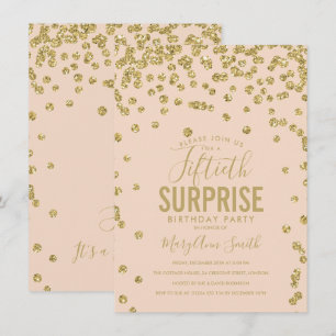 50. Überraschung Geburtstag Gold Blush Rosa Einladung