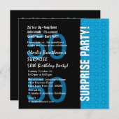 50. Überraschung Geburtstag Moderne Türkise Blue V Einladung (Vorne/Hinten)