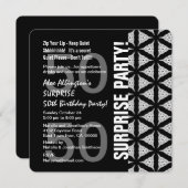 50. Überraschung Geburtstag Modernes Schwarzes Wei Einladung (Vorne/Hinten)