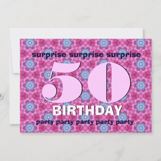 50. Überraschung Geburtstag Pink und Blue V24 Einladung (Vorderseite)