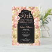 50. Überraschung Geburtstag Rose Gold Foil Ballon Einladung (Stehend Vorderseite)
