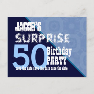 50. Überraschung Geburtstag Save the Date W001Z Ankündigungspostkarte