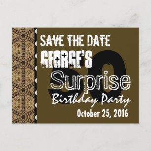 50. Überraschung Geburtstag Save the Date W01 Gold Ankündigungspostkarte