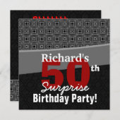50. Überraschung Geburtstag Schwarz-weiß Red Y329 Einladung (Vorne/Hinten)