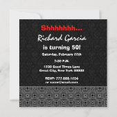 50. Überraschung Geburtstag Schwarz-weiß Red Y329 Einladung (Rückseite)