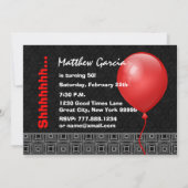 50. Überraschung Geburtstag Schwarzer Roter Ballon Einladung (Rückseite)