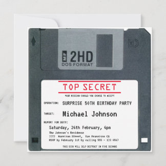 50. Überraschung Geburtstag Top Secret Retro 80er Einladung