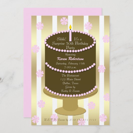50. Überraschung Geburtstagsparty Einladung (Vorne/Hinten)