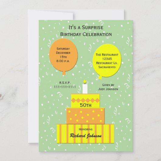 50. Überraschung Geburtstagsparty Einladung (Vorderseite)