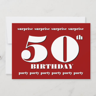 50. ÜBERRASCHUNG Geburtstagsparty Einladung - RED