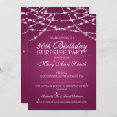 50. Überraschung Geburtstagsparty Stars Pink Einladung (Vorne/Hinten)