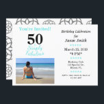 50 und einfach fantastische Geburtstagseinladung Einladung<br><div class="desc">Machen Sie aus 50 einfach einen fantastischen Anlass mit dieser lustigen und koketten Geburtstags-Foto-Einladung. Personalisieren Sie es und schicken Sie es für Ihre große Feier. Die Worte "50 und Simply Fabulous" sind in hellblau und schwarz Typografie. Sie können das Foto mit Ihrem eigenen Foto ändern, wenn Sie möchten. Die Textfarben...</div>