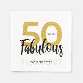 50 und Fab Birthday Script Party Paper Serviette (Vorderseite)