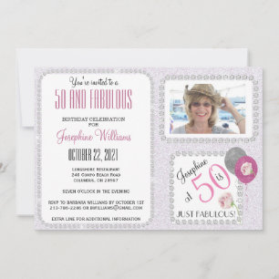 50 und Fab Invitation Diamonds 50. Geburtstagspart Einladung
