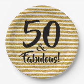 50- und Fabelgoldstreifen-Papierplatte aus Glitzer Pappteller (Vorderseite)