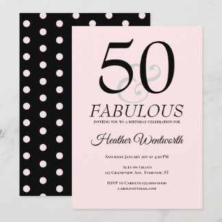 50 und Fabelhaft 50. Geburtstag Blush Rosa Einladung