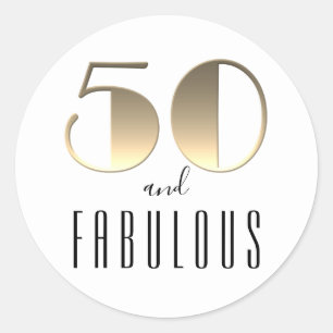 50 und Fabelhaft   50. Geburtstag Weiß und Gold Runder Aufkleber