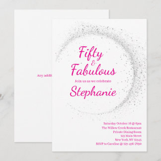 50 und Fabelhaft | 50. Geburtstagsfeier Pink Einladung