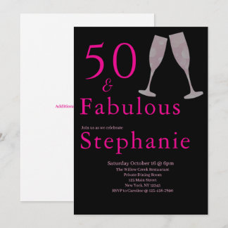 50 und Fabelhaft | 50. Geburtstagsfeier Schwarz Pi Einladung