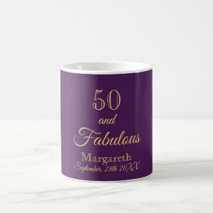 50 und fabelhaft auf chic lila mit Namen Kaffeetasse