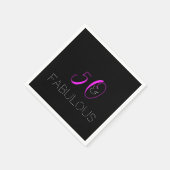 50 und fabelhaft | Chic Hot Pink Black Birthday Serviette (Ecke)